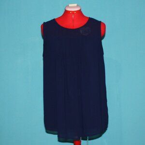 Rafaella Blue Tank Top W/ Crochet Detail